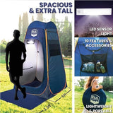 Camping Shower Tent With LED Sensor Light 6.23 ft - Large Easy Pop Up Privacy Tent for Beach Changing - Outdoor Portable Enclosure for Camping