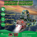 Dinosaur Headlamp for Kids Flashlight 2 Pack, Rechargeable Led Headlights Roar & Silent Mode, T-Rex Dinosaur Toys 3-5 4-6 5-7 6-8, Camping Gear, Easter Gifts for Boys Girls Adults