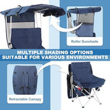 Folding Camping Chairs Canopy Outdoor: Sports Portable Beach Chair with Canopy-Lawn Beach Chairs with Umbrella for Adults-Camping Chair with Shade for Fishing Camp Heavy Duty (Regular, Navy Blue)