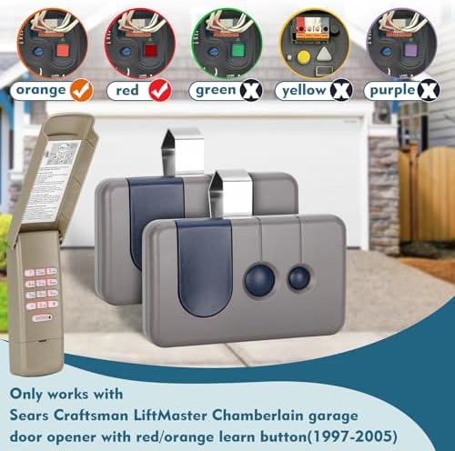 2 for Sears Craftsman Garage Door Remote 53680 139.53680 53681 139.53681 HBW1255 971LM, for RED/ORANGE Learn Button ONLY(1997-2005)1 for Garage Door Opener Keypad,877max G940EV-P2 CMXZDCG440 Universal