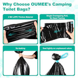 60 Portable Toilet Bags with Poo Gel Set, 8 Gallon Camping Toilet Bags with Absorbent Toilet Gel, Toilet Waste Bags, Leak-Proof Trash Bags for Camping Toilet, Traveling