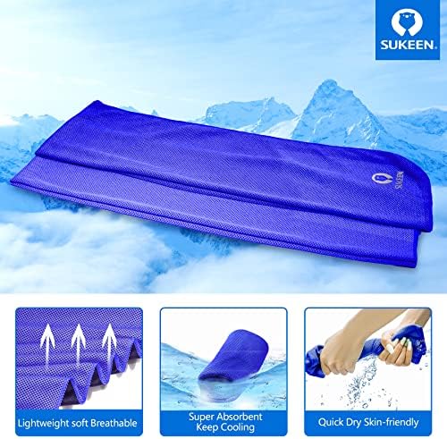 Sukkeen 4 Pack Cooling Towel (40"x12"), Soft Breathable Chilly Microfiber Towel for Yoga, Sport, Running, Gym, Workout, Camping, Fitness & More Activities