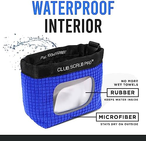 Golf Club and Golf Ball Cleaning Bag, Waterproof Clean Face Technology Liner, Detachable Clip, Machine Washable, Cleans Club Grooves, Dry Exterior (Neoprene or Microfiber Option Available)