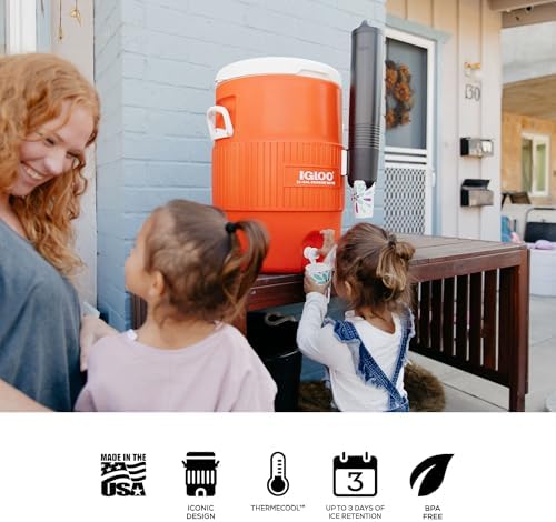 Igloo Sports Cooler Water Beverage Dispenser, Insulated 5 & 10 Gallon Water Cooler, Insulated Drink Dispenser with Spout, Portable Handwashing Stations