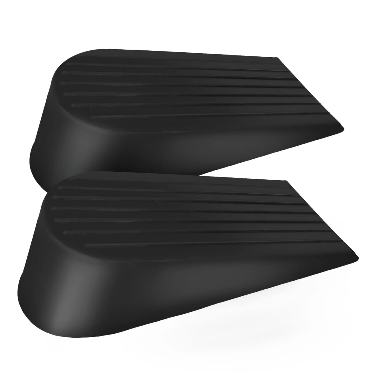 Extra Large Rubber Door Stoppers - Heavy Duty Door Stop Wedge, Jumbo Flexible Door Holder - Black 2 Pack - Non Marking Anti Slip Jammer