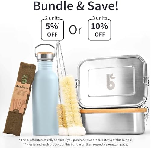 Bambaw Metal Water Bottle 750 ml, Light Blue Sports Bottle, Non-Insulated Water Bottle, Stainless Steel Bottle 750 ml, Stainless Steel Bottle – Nordic Blue