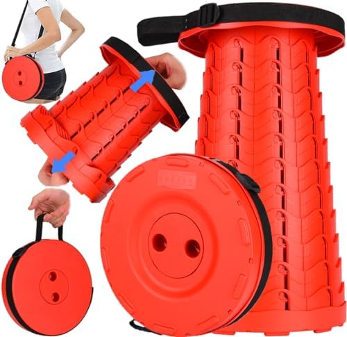 Fishboy Upgraded Collapsible Stool, 400lbs Max Weight, Lightweight But Sturdy, Portable Retractable Folding Telescoping Foldable Camping Stool for Adults Outdoor Fishing Hiking Gardening Travel BBQ