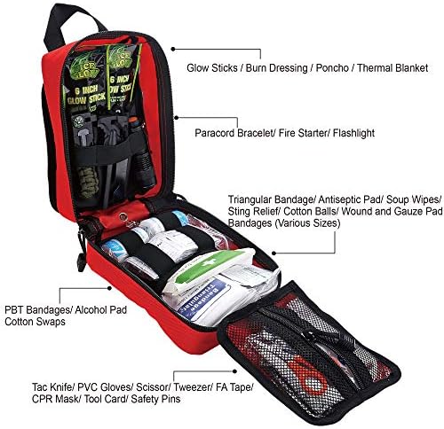 EVERLIT 250 Pieces Survival First Aid Kit IFAK EMT Molle Pouch Survival Kit Outdoor Gear Emergency Kits Trauma Bag for Camping Boat Hunting Hiking Home Car Earthquake and Adventures