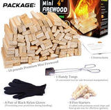 Mini Fire Stick with Fire Starter & Tongs, 4'' Kiln-Dried Pine Great Firewood for Wood Stoves, Tabletop Fire Pit, BBQ Grill, Pizza Oven, Solo Stove Accessories, BBQ Accessories, 10 lb Box