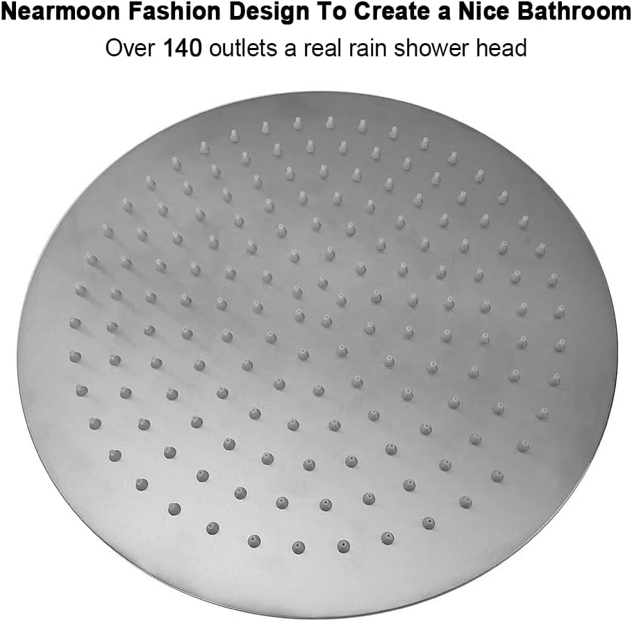 NearMoon Rain Shower Head, Ultra-Thin Design-Pressure Boosting, Awesome Some Experience, High Flow Stainless Steel Rainfall Head (12 Inch, Brushed Nickel)