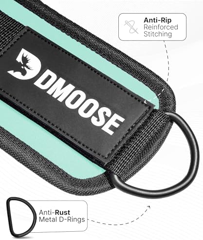 DMoose Fitness Ankle Straps for Cable Machines - One Size Fit with Premium Padding, Glute Kickback Ankle Strap for Women & Men, Cable Attachments for Gym, Booty Workouts, Leg Extension & Hip Abductors