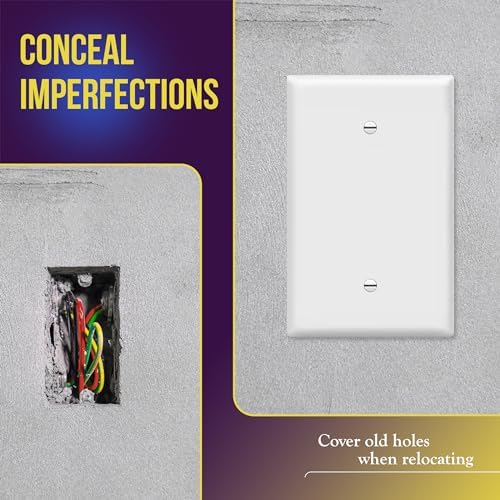 ENERLITES Oversized Blank Wall Plate, Jumbo Blank Outlet Covers, Over-Size 1-Gang 5.51" x 3.50", Unbreakable Polycarbonate Thermoplastic, UL Listed, 8801O-W-10PCS, Gloss Finish, White (10 Pack)