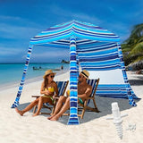 Grandekor Beach Cabana 6'×6' Beach Canopy with Sand Anchor Sidewall Hanging Hook UPF 50+ UV Beach Umbrella Portable Cool Cabana Beach Easy Set up and Take Down with Sand Pockets