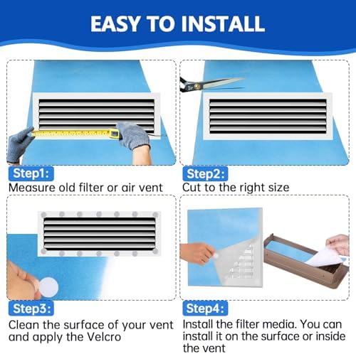 Air Vent Filters Roll,12" x90" Cut to Fit Air Filter Material(60+Filters),MERV 8 Triple Filtration Electrostatic Vent Filter for Home Floor,Ceiling,Furnace, AC & HVAC-Includes 48 Adhesive Hook Tape
