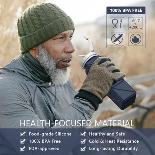 Collapsible Water Bottles 20.6oz, Silicone Foldable Portable Travel Water Bottle, Folding Lightweight Reusable Leakproof for Traveling Camping Hiking Cycling Yoga Sports Outdoor