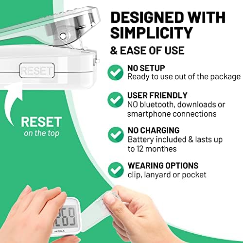 3D Pedometer for Walking, Simple Step Counter with Large Digital Display, Step Tracker with Removable Clip Lanyard, Accurately Track Steps for Men Women Kids Adults Seniors