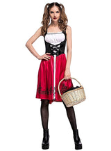 Simplecc Women Little Red Riding Hood Costume Christmas Halloween Party Dress with Cape Medium