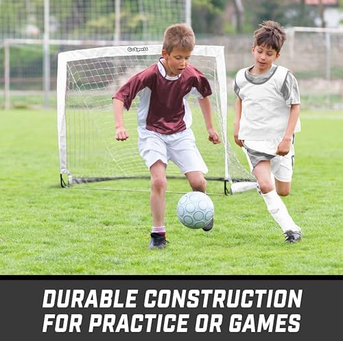 GoSports Portable Soccer Goals for Kids - 13 Color Options - Choose 4 x 3 ft or 6 x 4 ft - Team Tone Pop Up Nets for Backyard