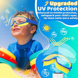 Vvinca Kids Goggles with Comfort Fabric Strap, Kids Swim Goggles Wide View Anti-Fog/UV No Leaking Swimming Goggles for 3-14