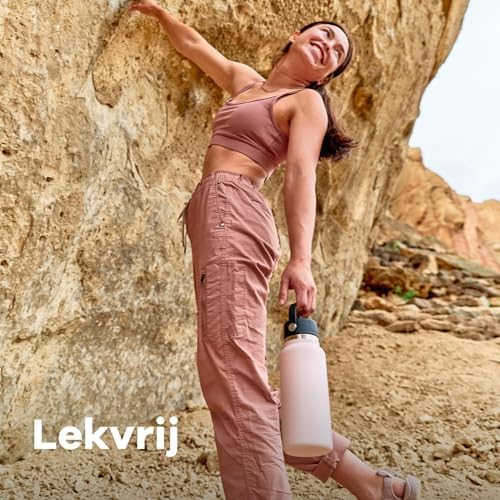 Hydro Flask Wide Mouth vacuum insulated stainless steel water bottle with leakproof closeable lid for cold water drinks, sports, travel, car and school