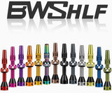 BWSHLF Tubeless Presta Valve Stem 40/44/55/60/65/80/100 mm, Super Light Alloy Presta Valve Stem Kit with Valve Core Remover Tool and Valve Stem Caps - Multiple Color and Size Options(Pair)