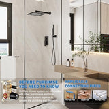 Black Shower System, Shower Faucet Set with 10-Inch Rain Showerhead and Handheld Spray, Wall Mounted High-Pressure Showerhead Combo Set Included Valve and Trim, Matte Black