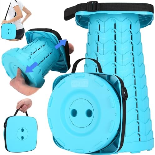 Fishboy Upgraded Square Collapsible Stool, 400lbs Max Weight, Lightweight But Sturdy, Portable Retractable Folding Telescoping Foldable Camping Stool for Adults Outdoor Fishing Hiking Travel BBQ