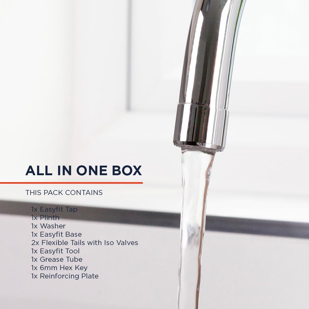 Bristan Echo Easy Fit Kitchen Sink Lever Handles Tall Swivel Spout Mixer Tap Faucet Chrome Plated (EC SNK EF C)