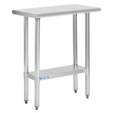 Hally Stainless Steel Table for Prep & Work 14 x 30 Inches, NSF Commercial Heavy Duty Table with Undershelf and Galvanized Legs for Restaurant, Home and Hotel