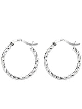 S925 Sterling Silver Minimalist Geometric Twist Circle Hoop Earrings - Durable, Hypoallergenic, and Nickel-Free Jewelry (silver, 20mm)
