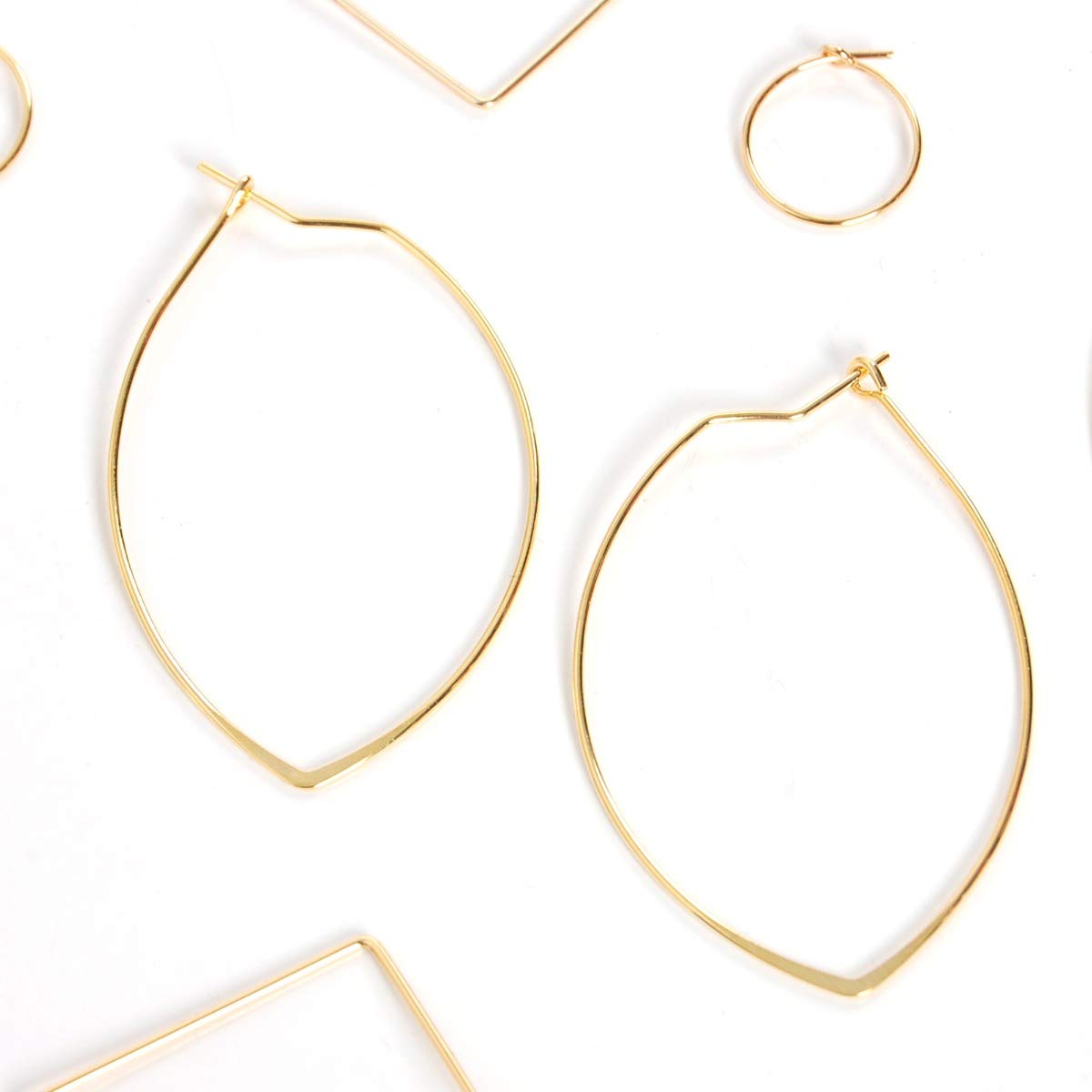 Geometric Marquise Threader Hoops - 18K Gold Plated Hoop Earrings for Women