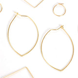 Geometric Marquise Threader Hoops - 18K Gold Plated Hoop Earrings for Women