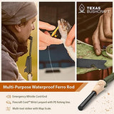 Texas Bushcraft Fire Starter - 3/8" Thick Ferro Rod with Striker and Paracord Wrist Lanyard – Waterproof Flint Fire Steel Survival Lighter for Your Camping, Hiking and Backpacking Gear