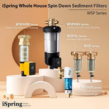 iSpring WSP-100 Reusable Whole House Spin Down Sediment Water Filter, 100 Micron Flushable Prefilter Filtration, 1" MNPT + 3/4" FNPT, Brass