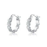 SLUYNZ Solid 925 Sterling Silver Daisy Flower Hoop Earrings for Women Teen Girls Cluster Flower Hoop Earrings (A-Sterling Silver)
