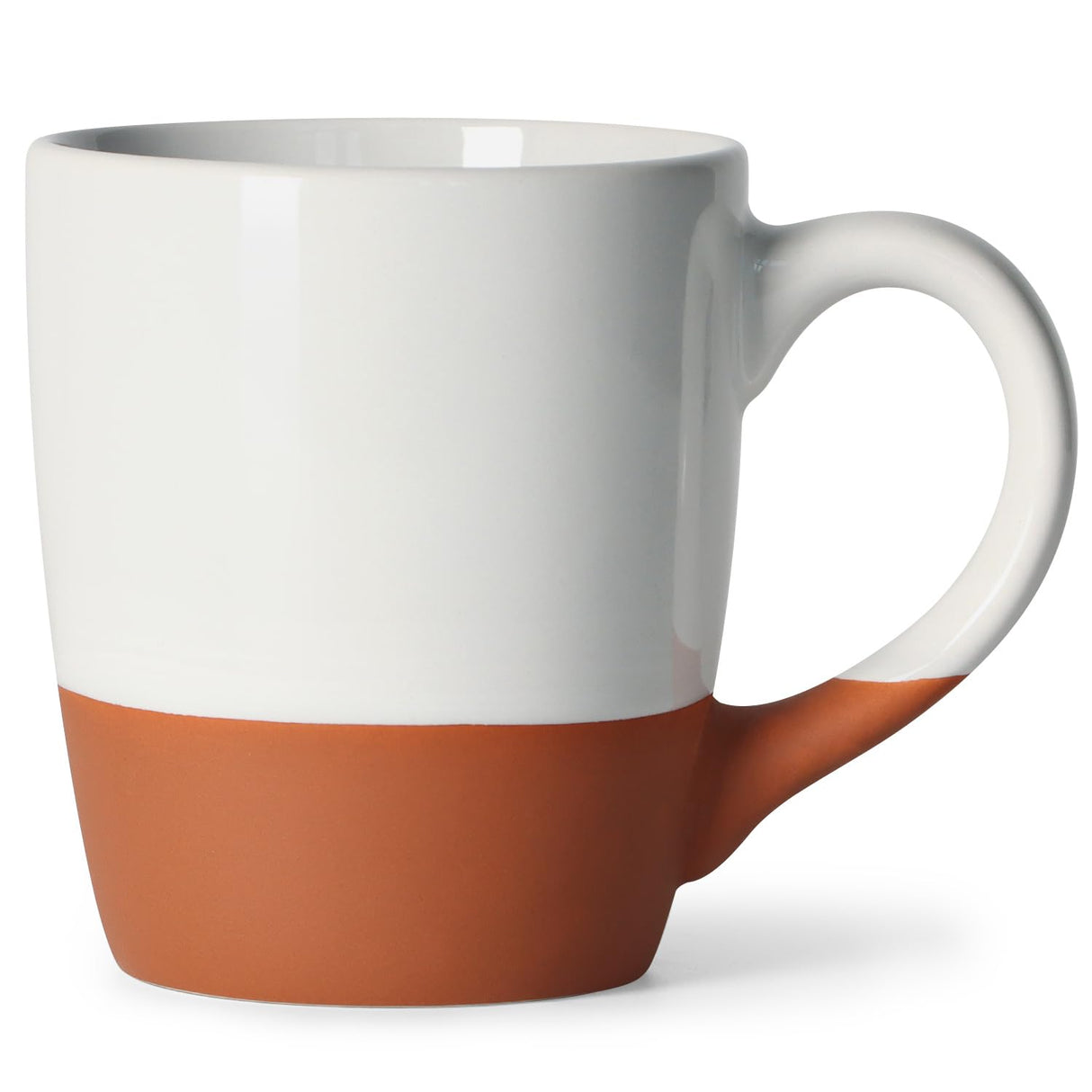 Smilatte 20 OZ Large Coffee Mug, Nice Ceramic Boss Tea Cup with Big Handle for Dad Men Women, Unique Style For Any Kitchen, White-Brown