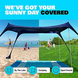 SUN NINJA Pop Up Beach Tent Sun Shelter UPF50+ with Sand Shovel, Ground Pegs and Stability Poles, Outdoor Shade for Camping Trips, Fishing, Backyard Fun or Picnics (7x7.5 FT 4 Pole, Green)