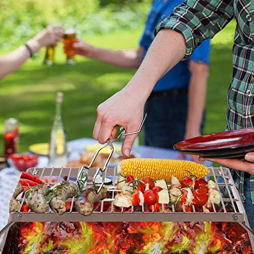 REDCAMP 17" Large Folding Campfire Grill 304 Stainless Steel Grate, Heavy Duty Portable Camping Grill with Carrying Bag for Outdoor Cooking Backpacking Hiking Picnics BBQ