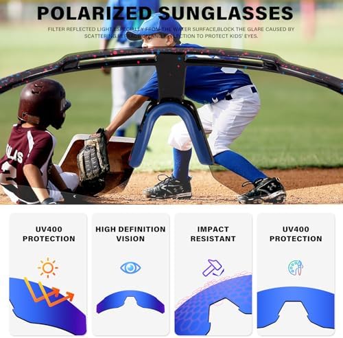 5PACK Polarized Kids sunglasses Youth Softball Cycling Sports Sun Glasses Boys Girls UV400 Protection Goggles