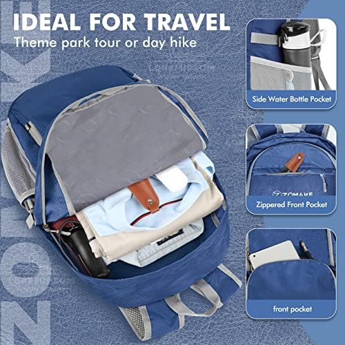 ZOMAKE Lightweight Packable Backpack 30L, Foldable Hiking Backpacks Water Resistant Compact Folding Daypack for Travel(Navy Blue)