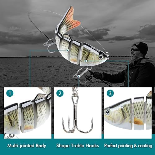 TRUSCEND Swimmax for Freshwater and Saltwater, Lifelike Fishing Lures for Bass Trout Crappie Walleye Pike Bluegill Salmon, Swimbait for Bass Fishing, Amazing Fishing Gear Gifts for Family Fishing