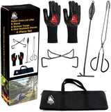 5-in-1 Dutch Oven Camping Accessories Kit - Campfire Cooking Equipment with Heat-Resistant Gloves, 16" Scissors Tongs, Lid Lifter, Lid Stand & Trivet | BBQ Tools, Outdoor Camping Cookware