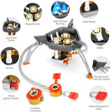 WADEO 7200W Windproof Camping Stove, Camping Gas Stove with Piezo Ignition, Two Fuel Canister Adapter, Carry Case, Portable Stove, Backpacking Stove for Outdoor Backpacking Hiking and Picnic