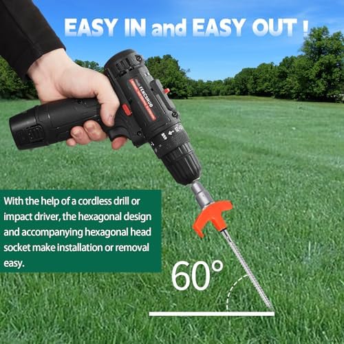 20 Pack 8" Screw in Tent Stakes for Drilling with Hex Heads - Heavy Duty Stainless Steel Tent Pegs/Nails/Spikes, Ground Anchors, Grow in Dark - for Camping, Grassland, Portable Box (Orange)