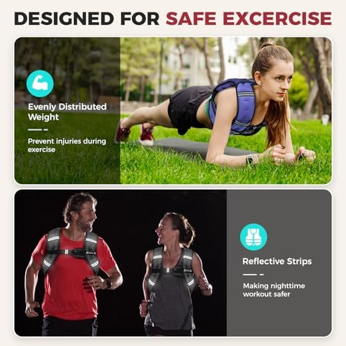 BAGAIL Weighted Vest, 5lbs/10lbs/12lbs/15lbs/20lbs/25lbs/30lbs Weight Vest with Detachable Pouch, Rucking Vest for Women, Men, Walking, Weight Loss, Training, Running