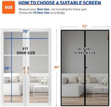 MAGZO Magnetic Screen Door Fit Door Size 70 x 79 Inch, Screen Size 72" x 80" Polyester Mesh with Heavy Duty Magnet, Black
