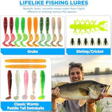 PLUSINNO Fishing Lures, 137Pcs Tackle Box with Tackle Included, Crankbaits, Spoon, Hooks, Weights & Other Accessories, Fishing Bait Lure Gear Kit Gift for Men Bass Freshwater