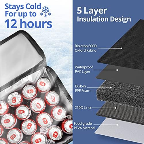 Maelstrom Soft Cooler Bag,Collapsible Soft Sided Cooler,24/30/60/75 Cans Beach Cooler,Ice Chest,Large Leakproof Camping Cooler,Portable Travel Cooler for Grocery Shopping,Camping,Road Trips