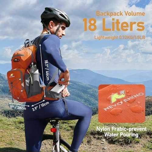 N NEVO RHINO Hydration Backpack, 18L Multipurpose Hiking Backpack with 3L Water Bladder, Water Backpack Insulated Hydration Pack Ideal for Hiking and Cycling