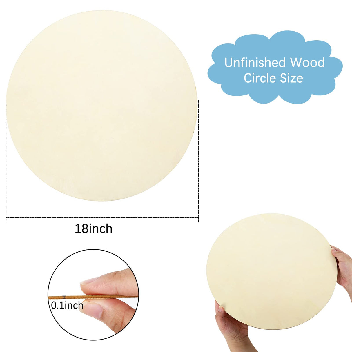 Whaline 18 Inch Wood Circles for Crafts 10Pcs Christmas Unfinished Round Wooden Discs Farmhouse Rustic Wood Sign 3mm Natural Blank Wood Slices for Winter DIY Painting Carving Art Craft Wood Burning